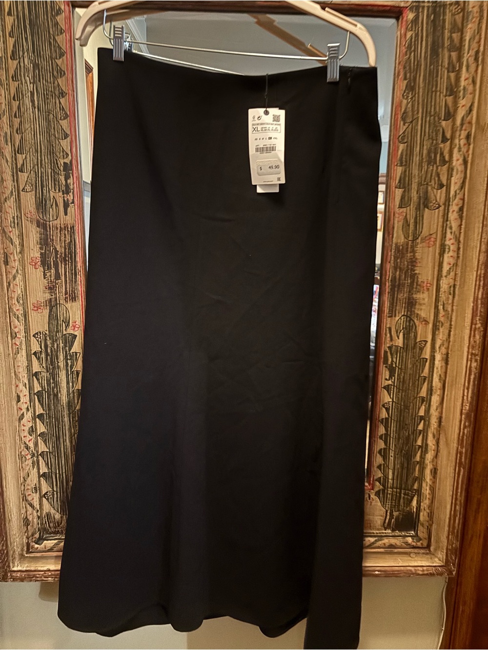Zara Black A-Line Maxi Skirt with Clean Waistband